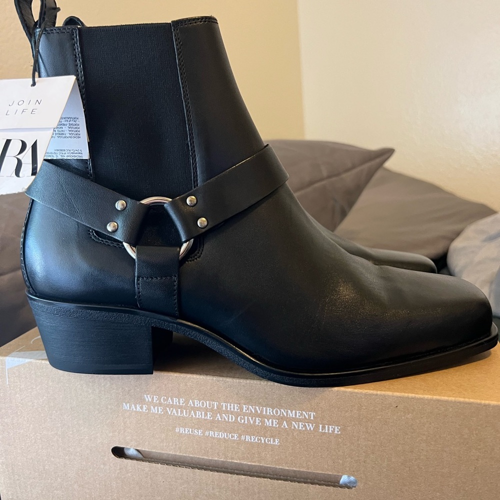 Zara Black Leather Men's Boots